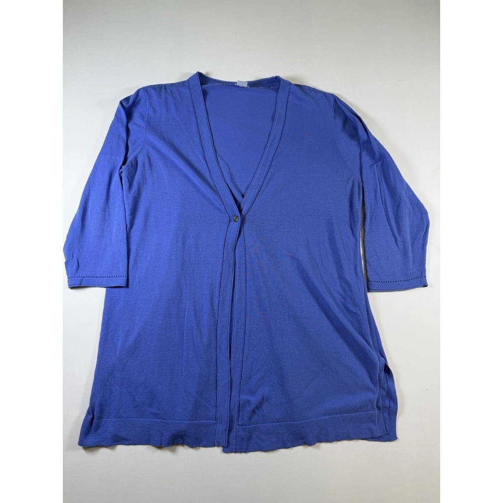 Chicos Womens Sweater Sz 3 (XL) Blue V Button Front Cardigan Long Sleeve Stretch